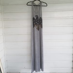 TEA N ROSE Maxi Tshirt Gray Eagle Graphic Small